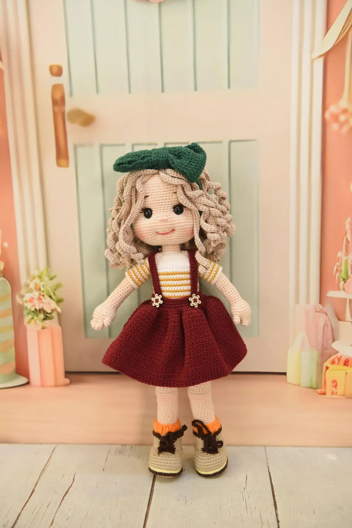 Handmade Crochet Amigurumi Princess Doll in Green Dress